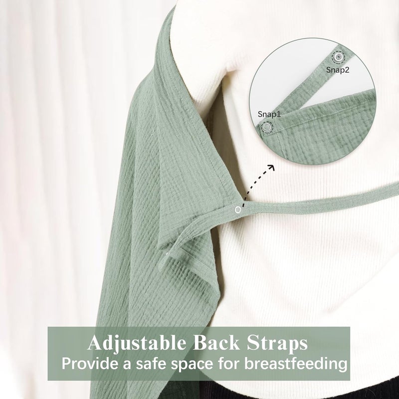 Coreeky 2 Pack Muslin Nursing Cover for Breastfeeding, Soft & Breathable 100% Cotton Breastfeeding Cover up - Image 4